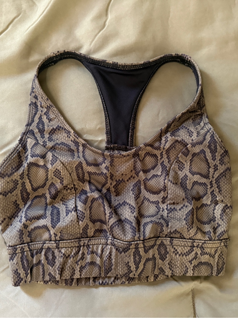 Onzie Snake-Print Cropped Racerback Tank - Brown/Taupe